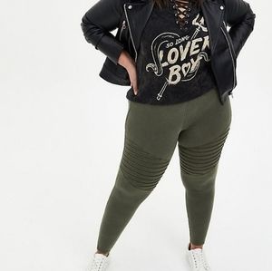 Torrid Washed Moto Olive Green Leggings